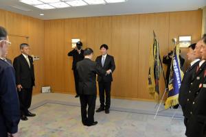 岡山市消防団の全国消防操法大会優勝に係る岡山県消防防災功労者知事特別表彰等表彰式1