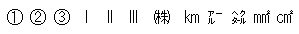 まるいち、まるに、まるさん、ローマ数字のいち、に、さん、株式会社の略字、組文字のキロメートル、アール、ヘクタール、平方ミリメートル、平方センチメートル