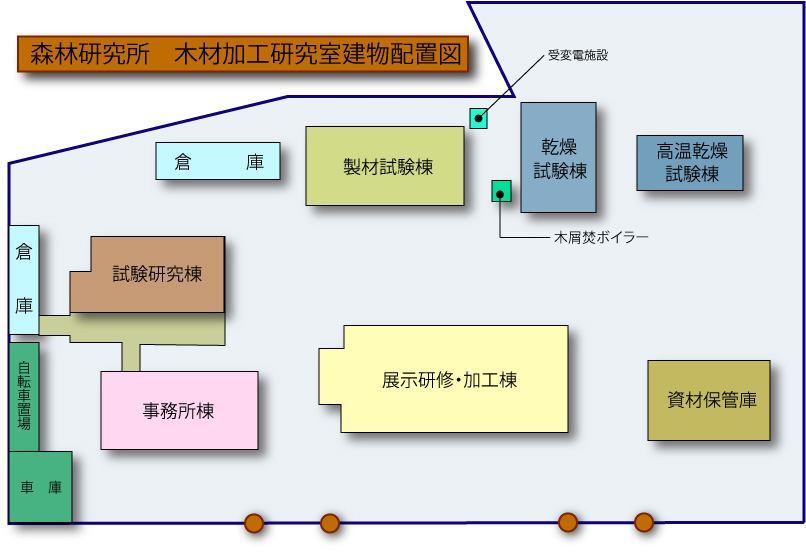 森林研究所木材加工研究室案内図