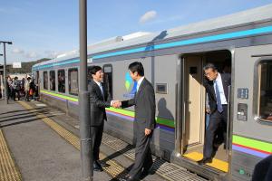岡山・広島両県知事会議（出迎え）