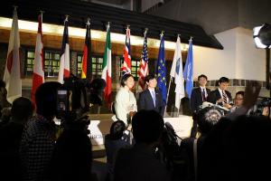 G7（先進7か国）倉敷教育大臣会合〔地元主催歓迎レセプション・ぶら下がり取材〕