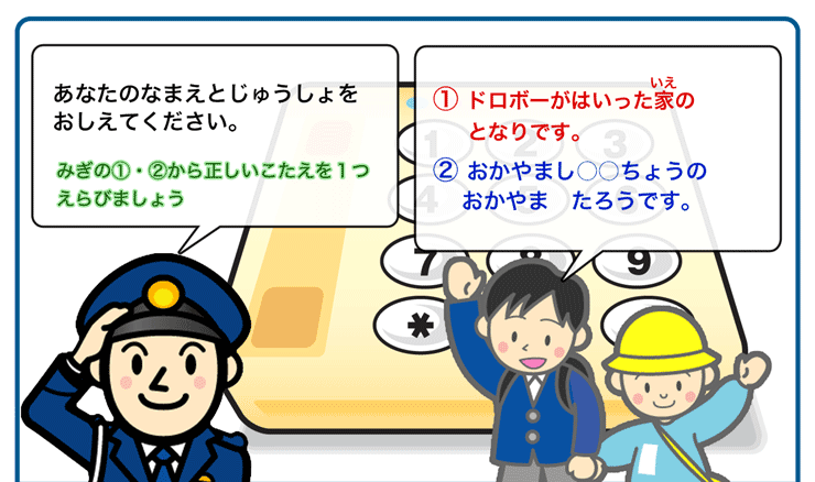 110番通報電話のこたえかた「名前・住所確認」