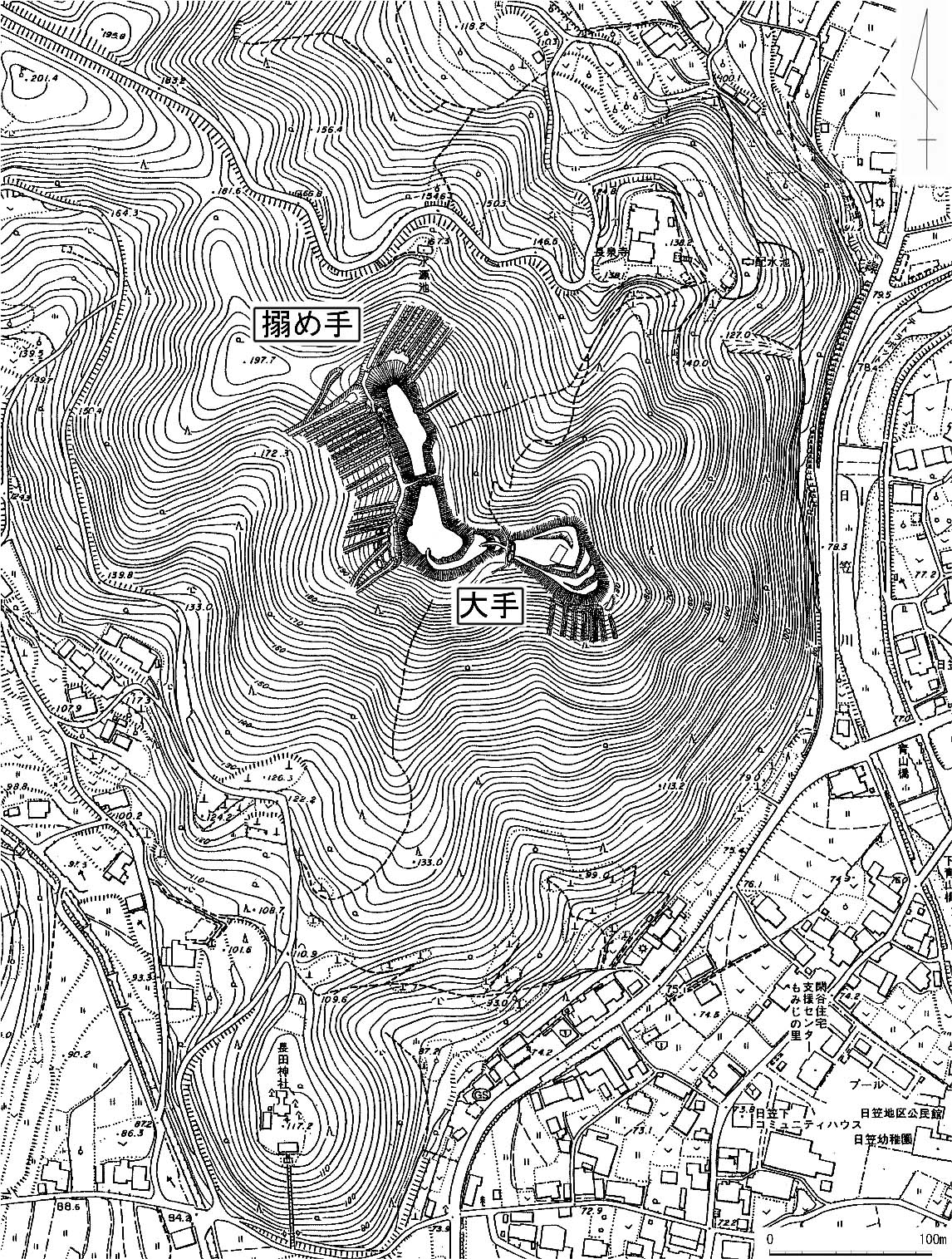 和気町青山城跡縄張り図