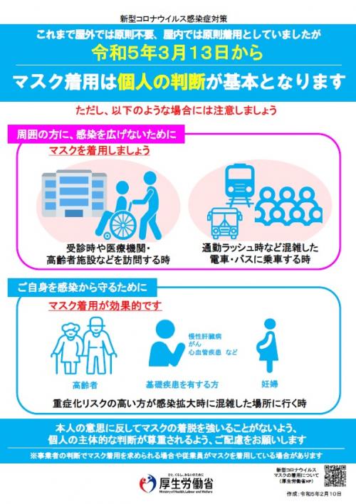 マスク着用の考え方の見直しチラシ（厚生労働省HPより）