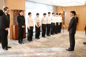 全日本バレーボール高校選手権大会優勝 表敬訪問〔就実高校女子バレーボール部〕