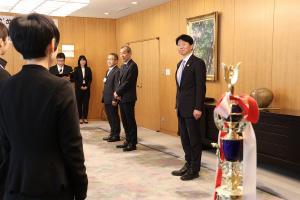 チアリーディング世界選手権大会優勝 表敬訪問〔IPU環太平洋大学・創志学園高等学校ダンス部〕