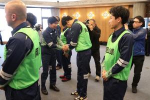 能登半島地震被災地支援チーム「チームおかやま」出発式