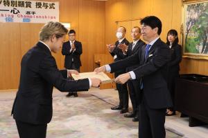 2024WDSF World Breaking Championships優勝 菱川一心選手 県スポーツ特別顕章授与式