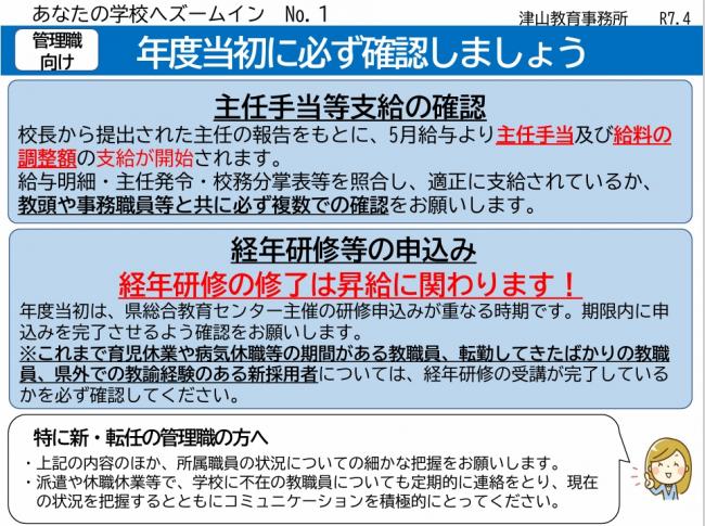 年度初めの重要確認事項