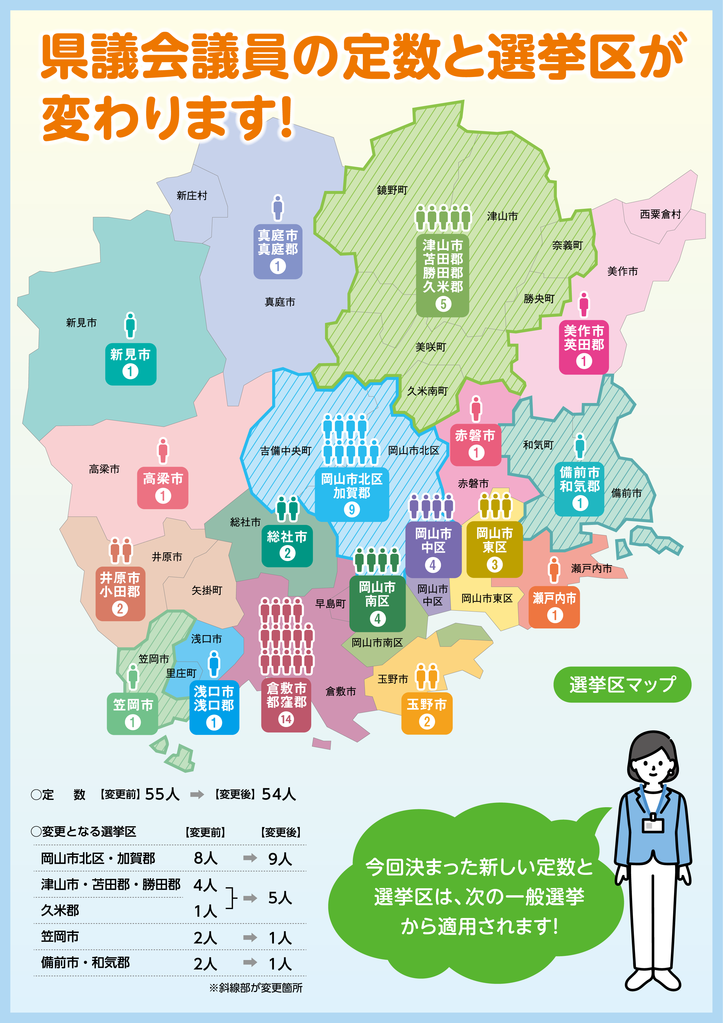 県議会議員の定数と選挙区が変わります！