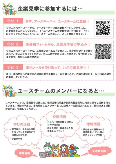 ユース対象企業見学会のチラシ裏面