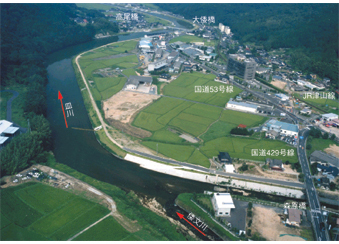 災害復旧助成事業(一級河川皿川 津山市平福~福田地区)
