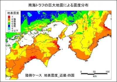 南海トラフの巨大地震による被害想定の図表の写真