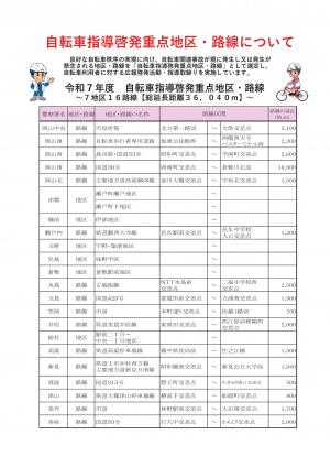 令和７年度自転車指導啓発重点地区・路線